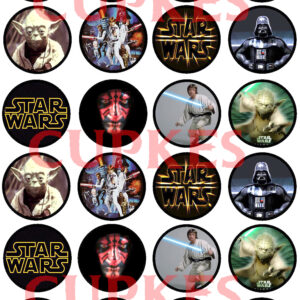 Mini cialde in ostia per cupcakes STAR WARS, dischetti, sagome per dolci, cup cake, biscotti