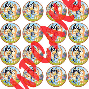 Mini cialde in ostia personalizzate per cupcakes cagnolina BLUEY, dischetti, sagome per dolci, cup cake, biscotti, muffin, dolcetti , toppers, 04