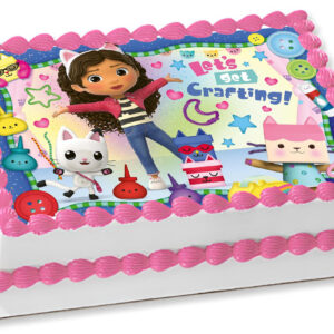 Cialda in ostia per torta rettangolare commestibile senza glutine, LA CASA DELLE BAMBOLE DI GABBY, personalizzata con nome, disco, dolce, torte, cialde, fogli, ostie, cake topper, decorazioni, AU