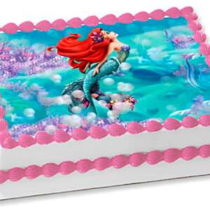 Cialda in ostia per torta rettangolare SIRENETTA ARIEL DISNEY, personalizzata nome, disco, dolce, torte, cialde, ostie AB