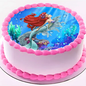 Cialda in ostia per torta tonda SIRENETTA ARIEL DISNEY, personalizzata nome, disco, dolce, torte, cialde, ostie AA