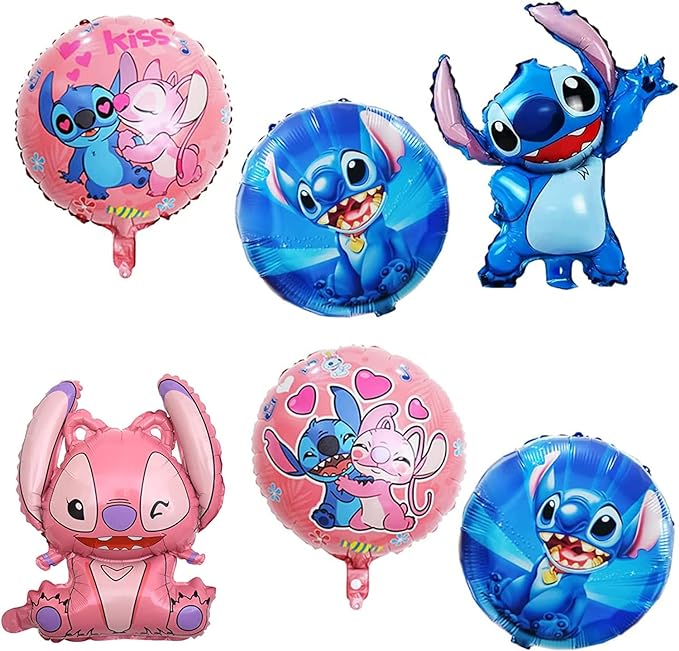 Sei palloncini in mylar foil tema Lilo e Stitch per feste compleanno rosa e  celesti – Balloonshop Addobbi per Feste