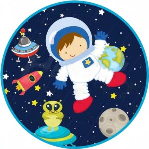 Cialda in ostia per torta tonda commestibile senza glutine, SPAZIO, ASTRONAUTA, PIANETI, personalizzata con nome, disco, dolce, torte, cialde, fogli, ostie, cake topper, decorazioni, AA