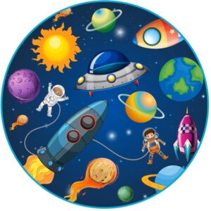 Cialda in ostia per torta tonda commestibile senza glutine, SPAZIO, ASTRONAUTA, PIANETI, personalizzata con nome, disco, dolce, torte, cialde, fogli, ostie, cake topper, decorazioni, AE