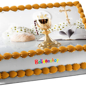 Cialda in ostia per torta rettangolare commestibile senza glutine PRIMA COMUNIONE, personalizzata con nome, disco, dolce, torte, cialde, ostie, cake topper, decorazioni, DV