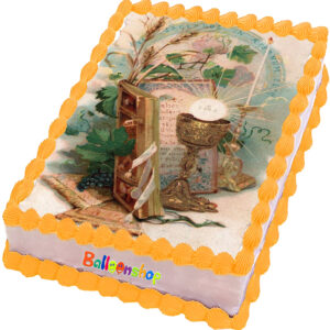 Cialda in ostia per torta rettangolare commestibile senza glutine PRIMA COMUNIONE, personalizzata con nome, disco, dolce, torte, cialde, ostie, cake topper, decorazioni, CF