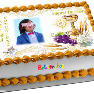 Cialda in ostia per torta rettangolare commestibile senza glutine PRIMA COMUNIONE, personalizzata con nome, disco, dolce, torte, cialde, ostie, cake topper, decorazioni, CH