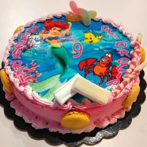Cialda in ostia senza glutine per torta tonda, SIRENETTA ARIEL DISNEY, personalizzata nome, disco, dolce, torte, cialde, ostie AC